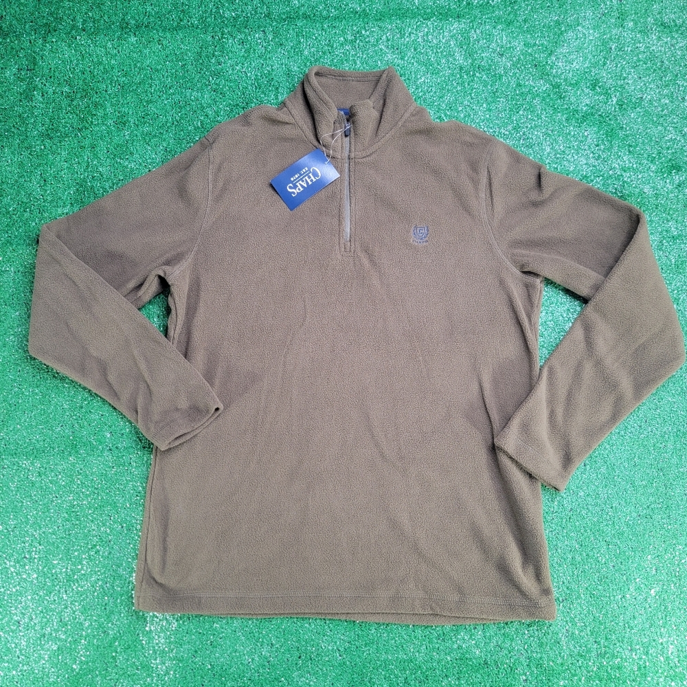 Chaps 1/4 Zip Long  Fleece Pullover Men's Sweatshirt Size Medium Brown Blue New